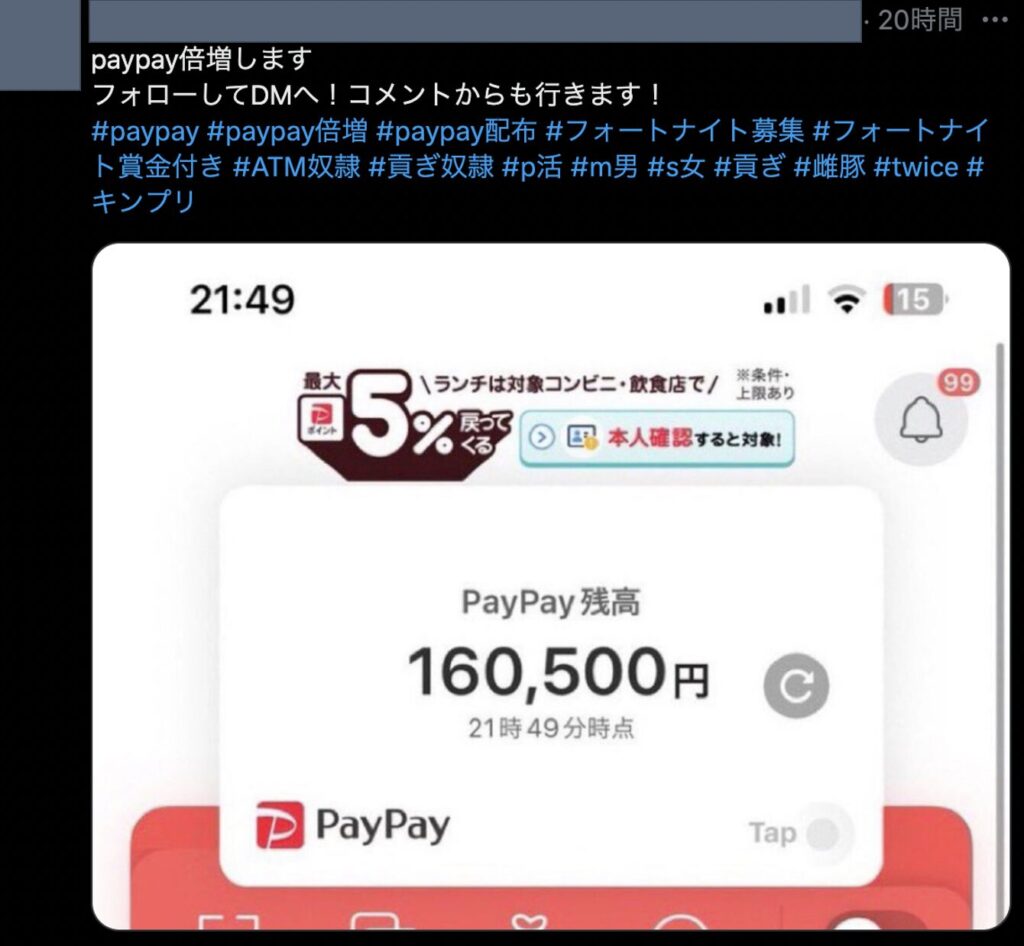 PayPay 倍増詐欺